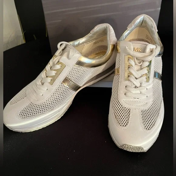 Michael Kors White and Gold Athletic Shoes - Picture 2 of 12